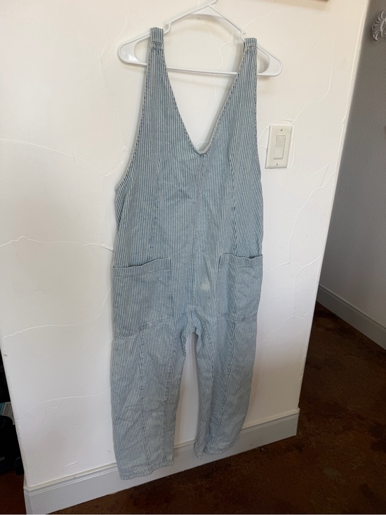 Free People Pants - Free People Light Blue and White Striped Cotton Overalls Jumpsuit